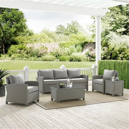 CROSLEY Bradenton Outdoor Wicker Sofa Conversation Set; Grey - 5 Piece KO70051GY-GY